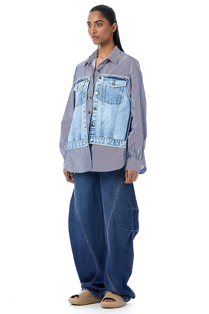 Blue Cotton Shirt by Kanika Goyal at Pernia's Pop Up Shop