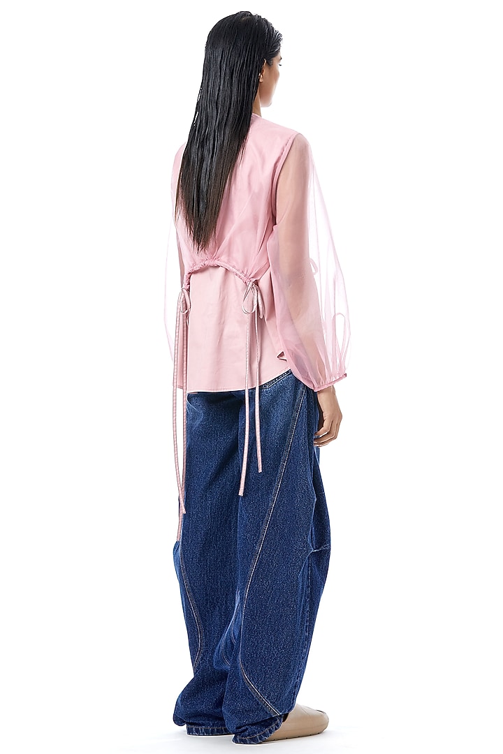 Pink Cotton Embellished Overlay Shirt by Kanika Goyal at Pernia's Pop Up Shop