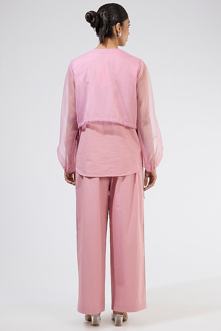 Pink Organza Embellished Co-Ord Set by Kanika Goyal at Pernia's Pop Up Shop