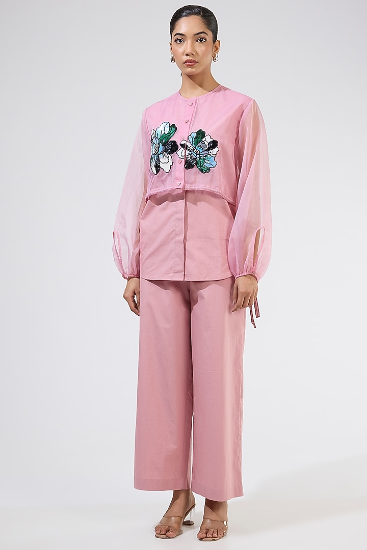 Pink Organza Embellished Co-Ord Set by Kanika Goyal at Pernia's Pop Up Shop