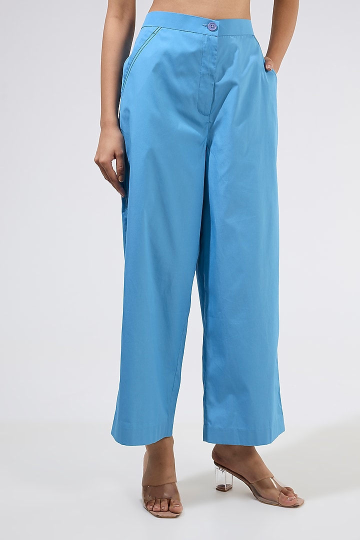 Blue Organza Embellished Co-Ord Set by Kanika Goyal at Pernia's Pop Up Shop