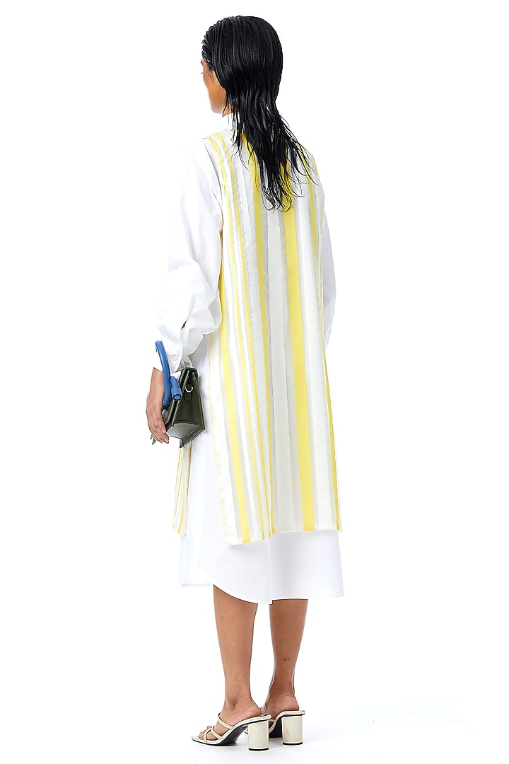 Yellow & White Organza Embellished Overlay by Kanika Goyal at Pernia's Pop Up Shop