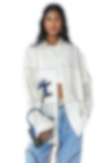 Off-White Cotton Embellished Shirt by Kanika Goyal at Pernia's Pop Up Shop