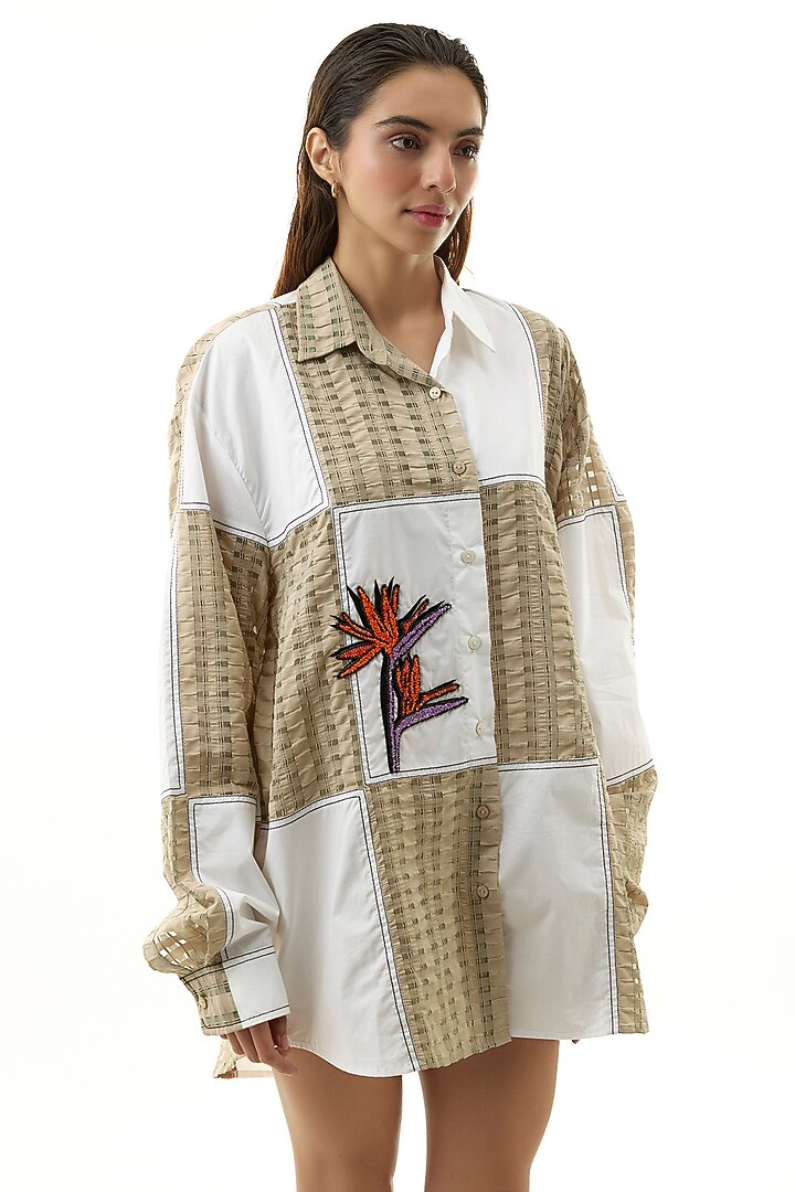 Multi-Colored Cotton Embellished Shirt by Kanika Goyal at Pernia's Pop Up Shop