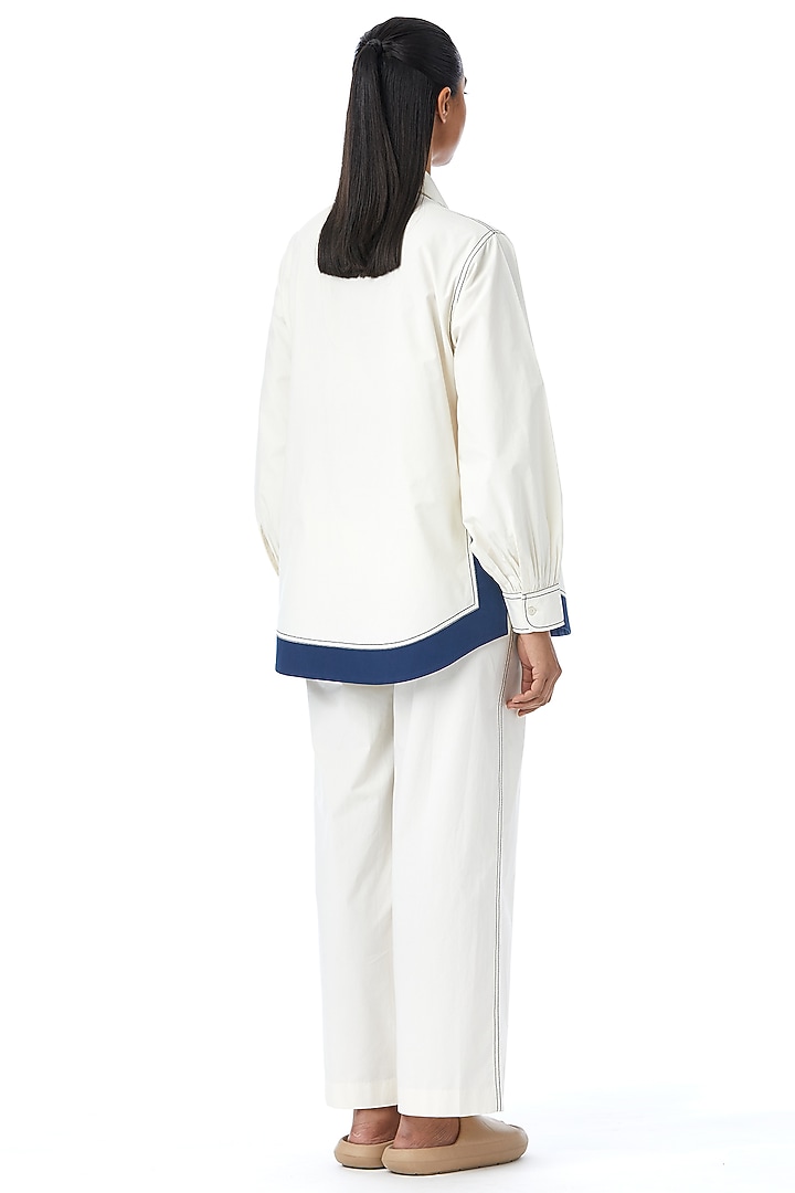 White Cotton Embellished Shirt by Kanika Goyal at Pernia's Pop Up Shop