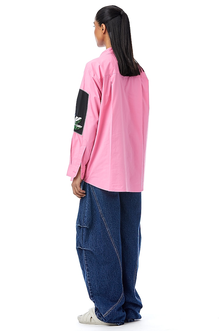 Pink Cotton Embellished Shirt by Kanika Goyal at Pernia's Pop Up Shop