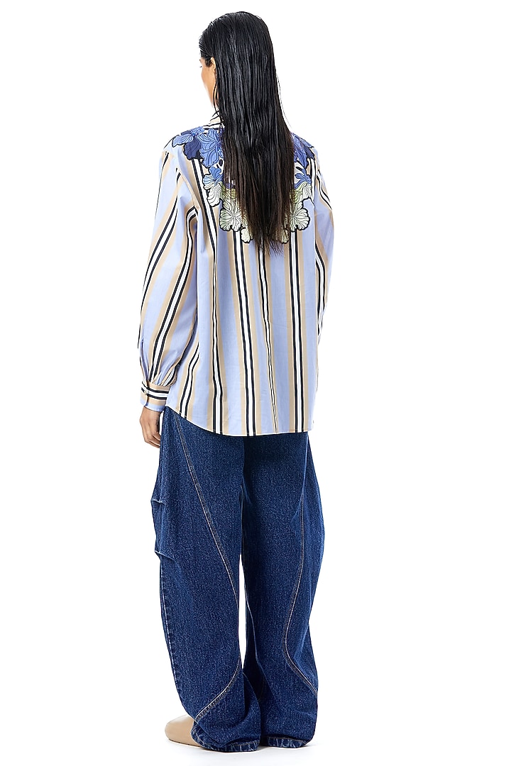 Multi-Colored Cotton Printed & Embellished Shirt by Kanika Goyal at Pernia's Pop Up Shop