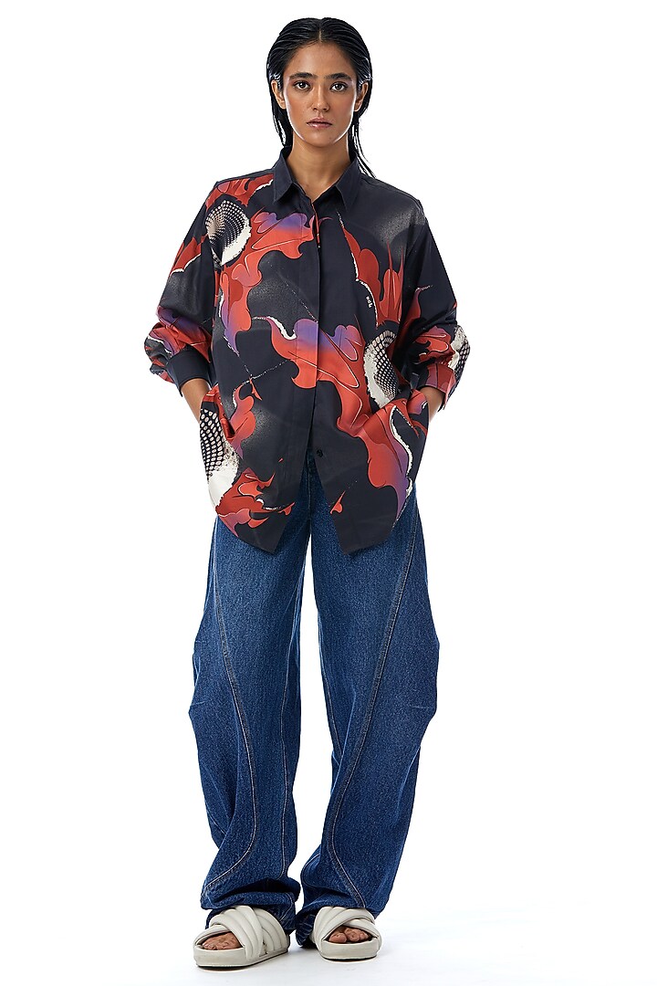 Multi-Colored Cotton Printed Shirt by Kanika Goyal at Pernia's Pop Up Shop