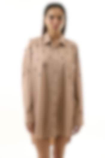 Beige Cotton Embellished Shirt by Kanika Goyal at Pernia's Pop Up Shop