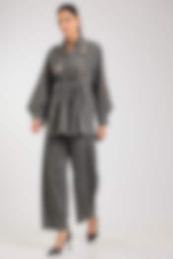 Grey Cotton Embellished Co-Ord Set by Kanika Goyal at Pernia's Pop Up Shop