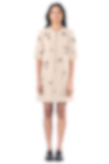 Beige Polyester Embellished Cocktail Dress by Kanika Goyal at Pernia's Pop Up Shop
