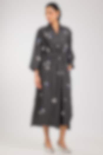 Black Cotton Embellished Co-Ord Set by Kanika Goyal at Pernia's Pop Up Shop