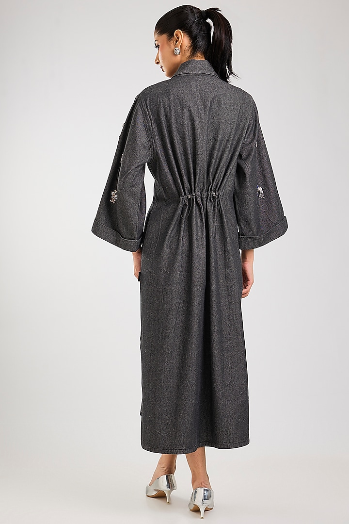 Black Cotton Embellished Co-Ord Set by Kanika Goyal at Pernia's Pop Up Shop