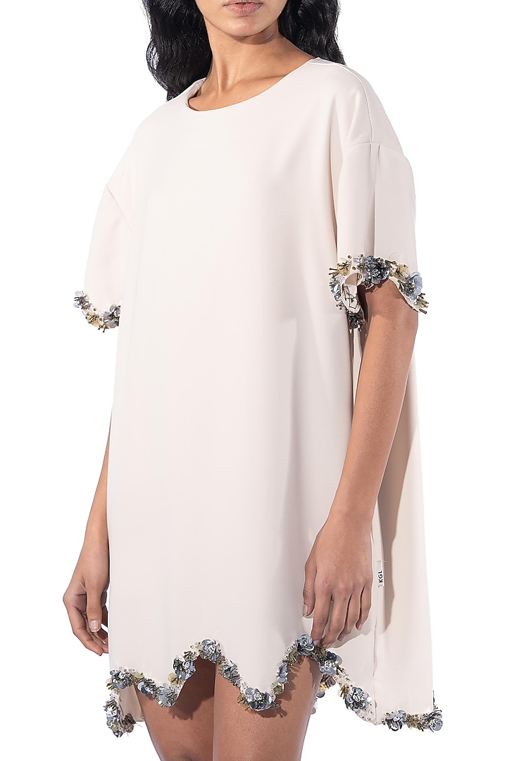 Ivory Polyester Shift Cocktail Dress by Kanika Goyal at Pernia's Pop Up Shop