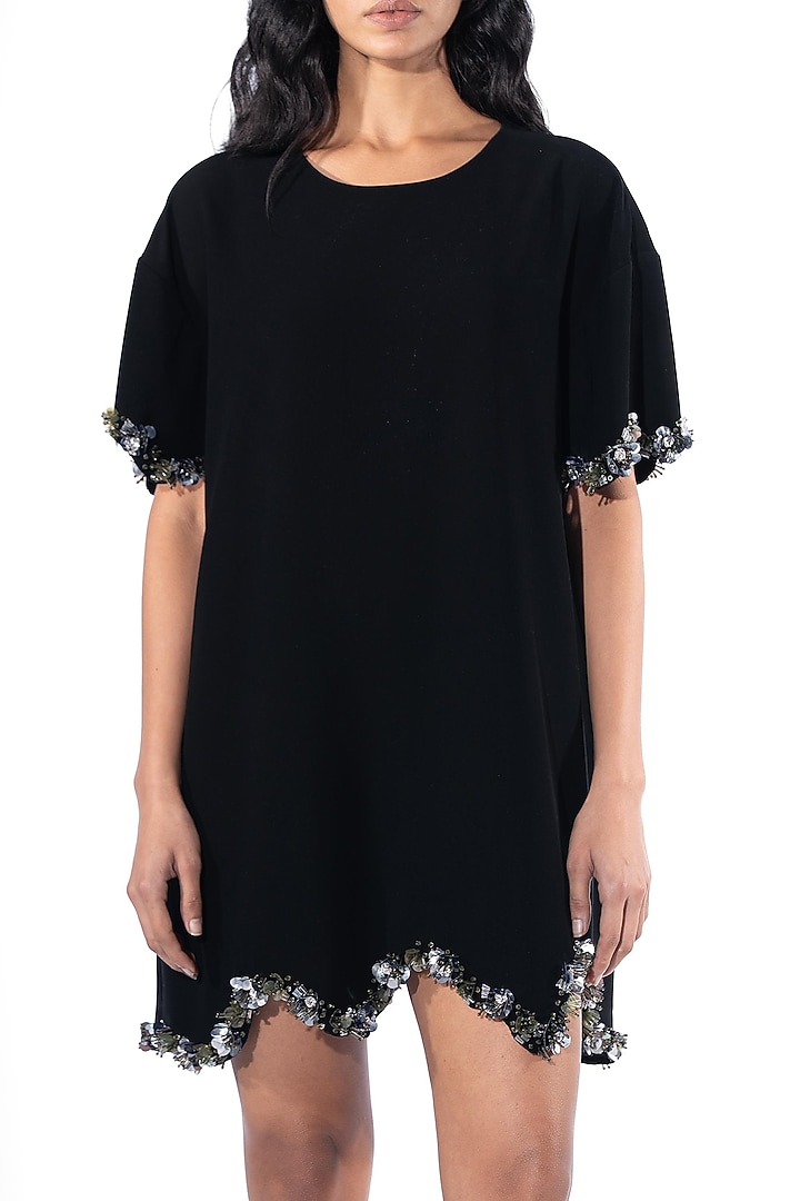 Black Polyester Shift Cocktail Dress by Kanika Goyal at Pernia's Pop Up Shop