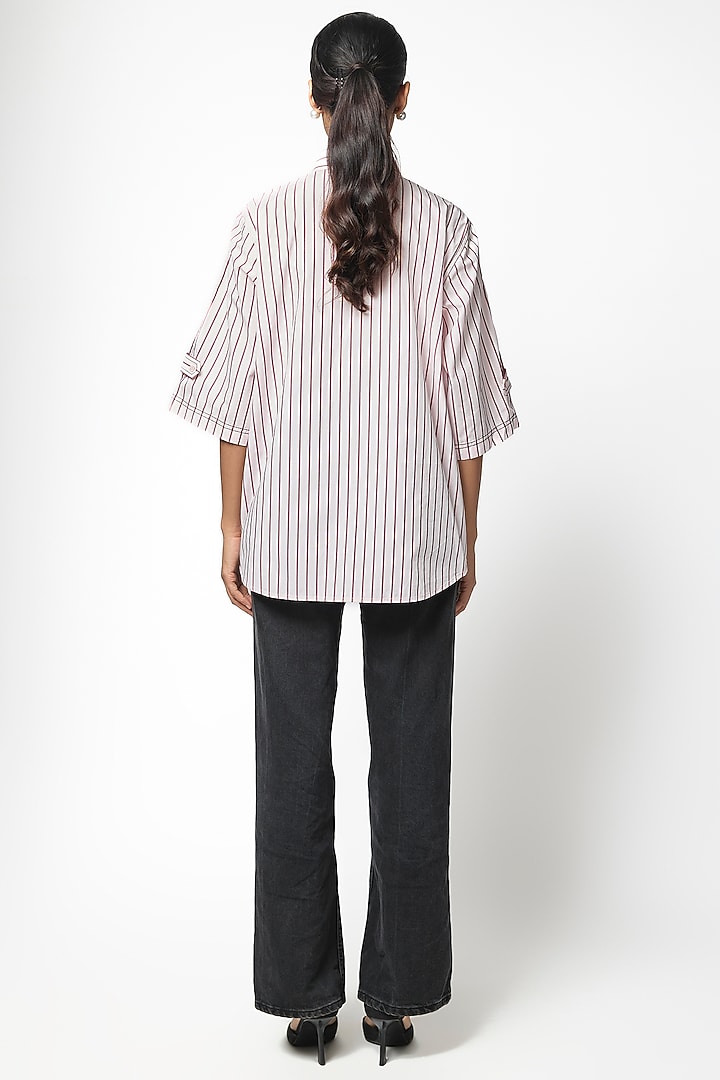 Pink Cotton Embellished Shirt by Kanika Goyal at Pernia's Pop Up Shop