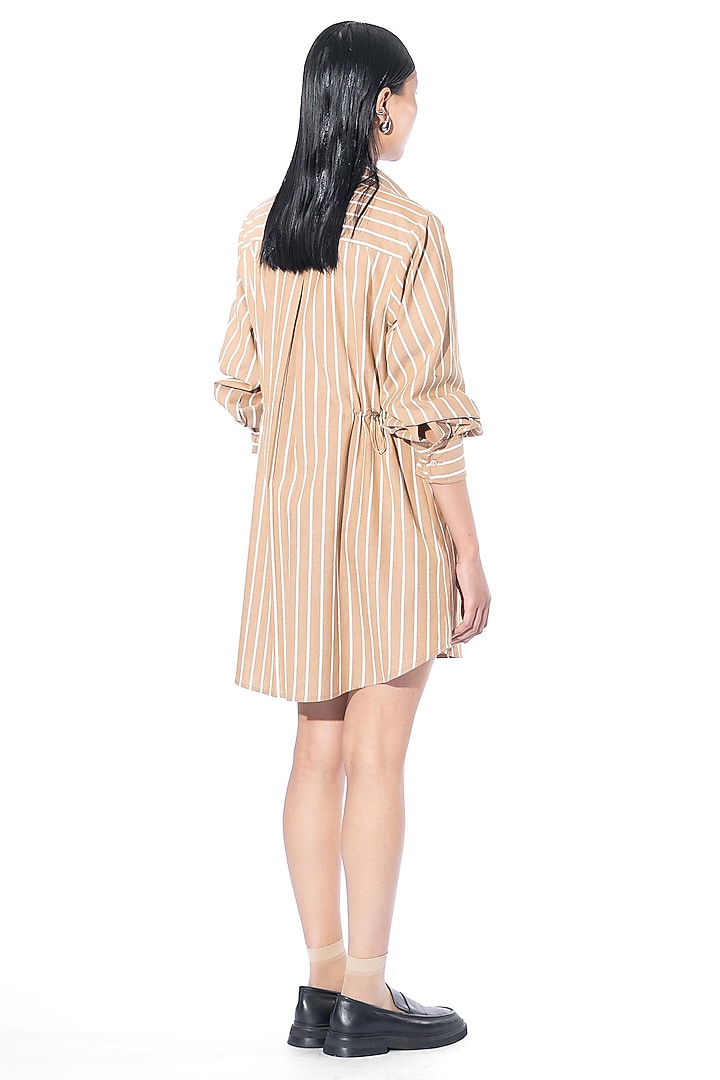 Beige Cotton Embellished Vacation Dress by Kanika Goyal at Pernia's Pop Up Shop