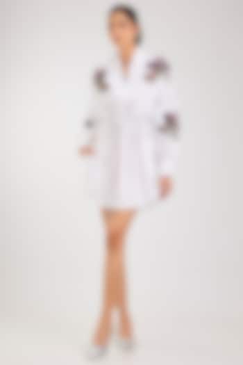 White Cotton Embellished Vacation Dress by Kanika Goyal at Pernia's Pop Up Shop