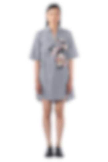 Grey Cotton Embellished Vacation Dress by Kanika Goyal at Pernia's Pop Up Shop