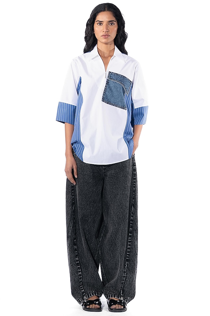 White Cotton Shirt by Kanika Goyal at Pernia's Pop Up Shop