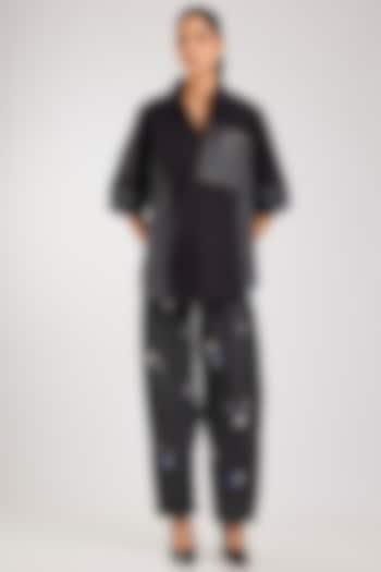 Black Cotton Shirt by Kanika Goyal at Pernia's Pop Up Shop