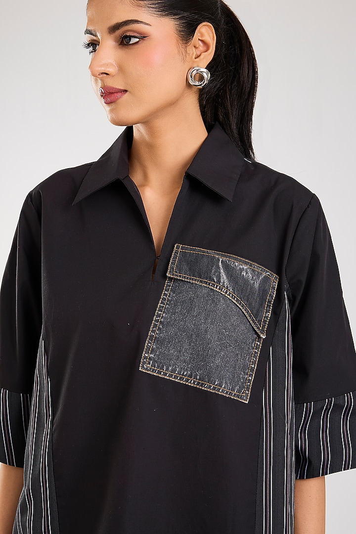 Black Cotton Shirt by Kanika Goyal at Pernia's Pop Up Shop