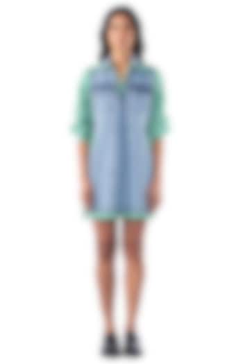 Light Blue Denim Cotton Vacation Dress by Kanika Goyal at Pernia's Pop Up Shop