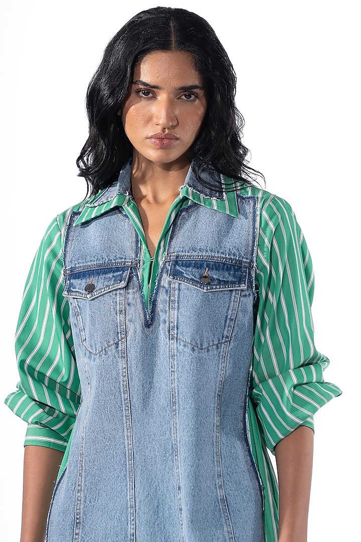 Light Blue Denim Cotton Vacation Dress by Kanika Goyal at Pernia's Pop Up Shop