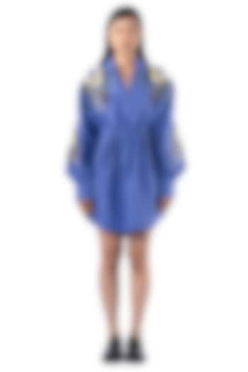 Purple Cotton Embellished Vacation Dress by Kanika Goyal at Pernia's Pop Up Shop