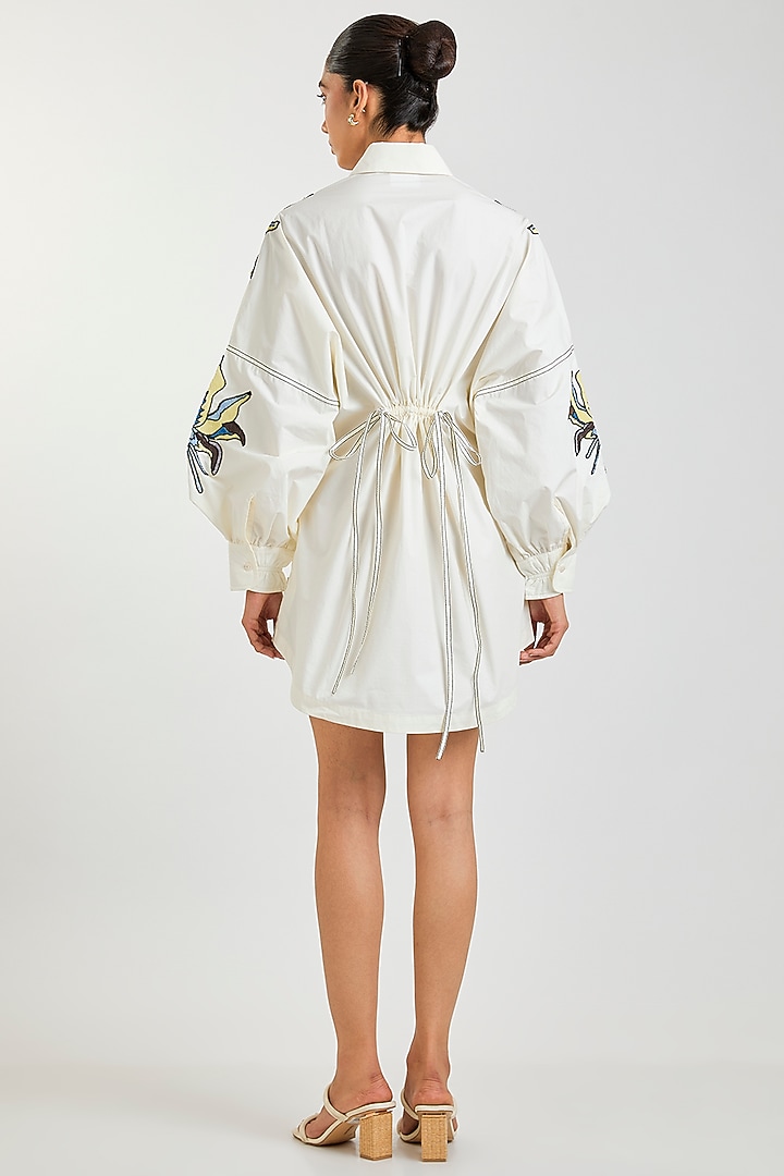 Blue Cotton Embellished Vacation Dress by Kanika Goyal at Pernia's Pop Up Shop