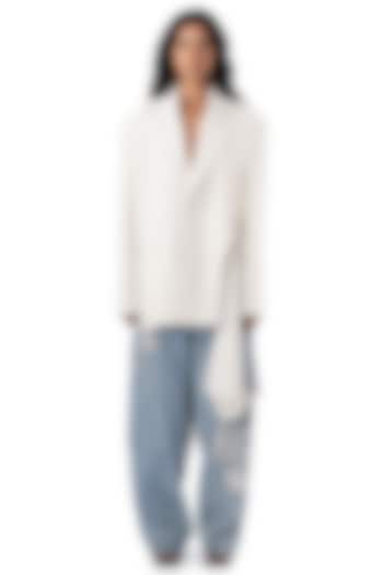 White Polyester Blazer Set by Kanika Goyal at Pernia's Pop Up Shop