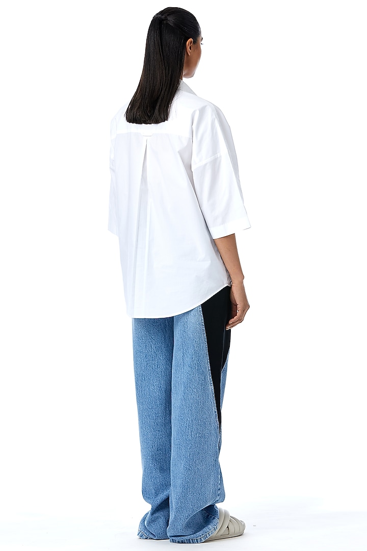 White Cotton Hand Embellished Shirt by Kanika Goyal at Pernia's Pop Up Shop