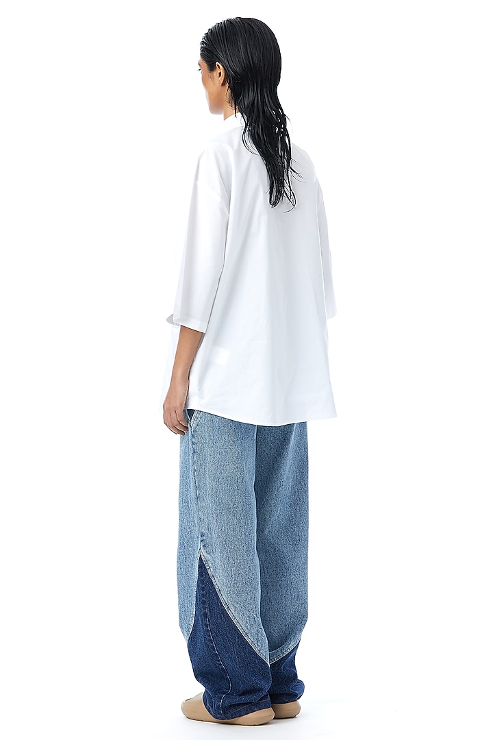 White Cotton Hand Embellished Shirt by Kanika Goyal at Pernia's Pop Up Shop