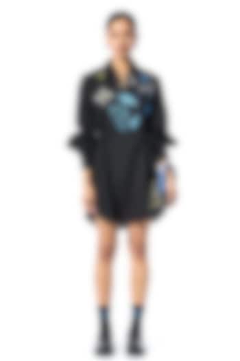 Black Cotton Embellished Vacation Dress by Kanika Goyal at Pernia's Pop Up Shop