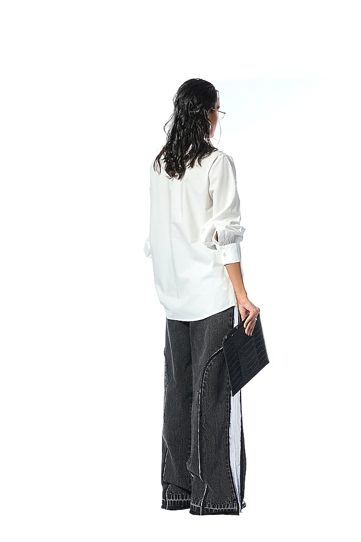 White Cotton Embellished Shirt by Kanika Goyal at Pernia's Pop Up Shop