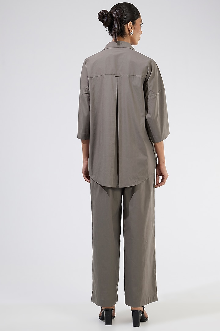 Taupe Cotton Embellished Co-Ord Set by Kanika Goyal at Pernia's Pop Up Shop