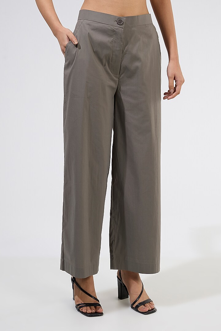 Taupe Cotton Embellished Co-Ord Set by Kanika Goyal at Pernia's Pop Up Shop