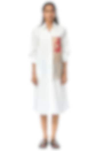 White Cotton Embellished Midi Vacation Dress by Kanika Goyal at Pernia's Pop Up Shop