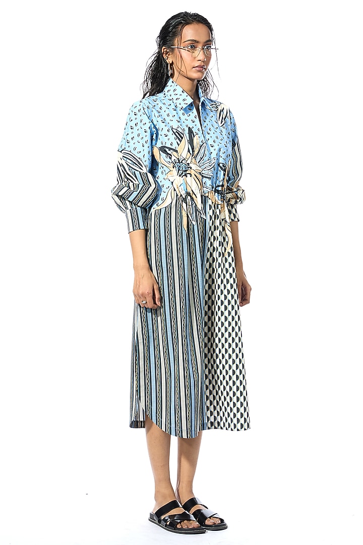 Multi-Colored Cotton Embellished Midi Vacation Dress by Kanika Goyal at Pernia's Pop Up Shop