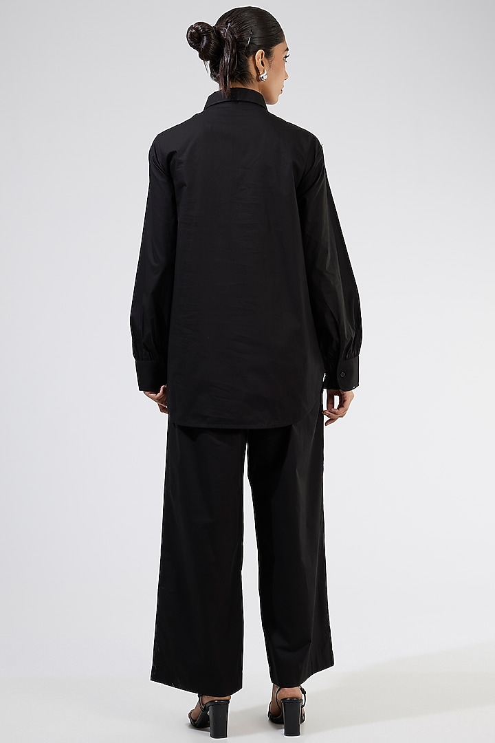Black Cotton Embellished Co-Ord Set by Kanika Goyal at Pernia's Pop Up Shop