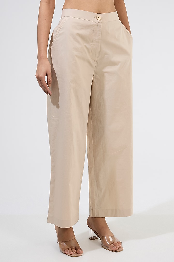 Beige Cotton Embellished Co-Ord Set by Kanika Goyal at Pernia's Pop Up Shop