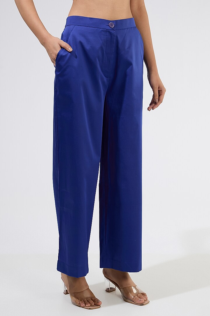 Blue Cotton Embellished Co-Ord Set by Kanika Goyal at Pernia's Pop Up Shop