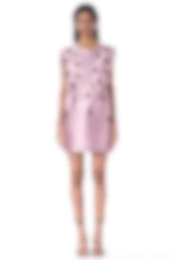 Pink Taffeta Embellished Mini Vacation Dress by Kanika Goyal at Pernia's Pop Up Shop