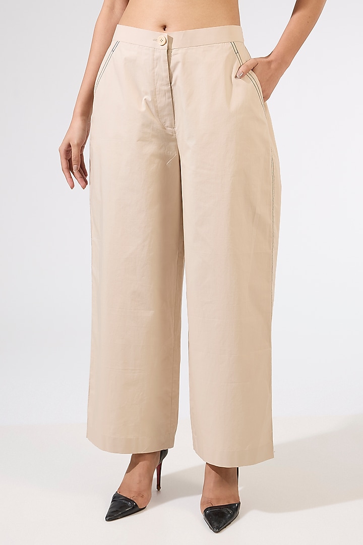Beige Organza Embellished Co-Ord Set by Kanika Goyal at Pernia's Pop Up Shop