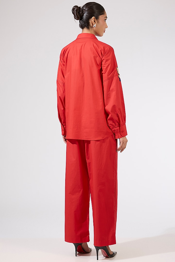 Red Polyester Embellished Co-Ord  Set by Kanika Goyal at Pernia's Pop Up Shop
