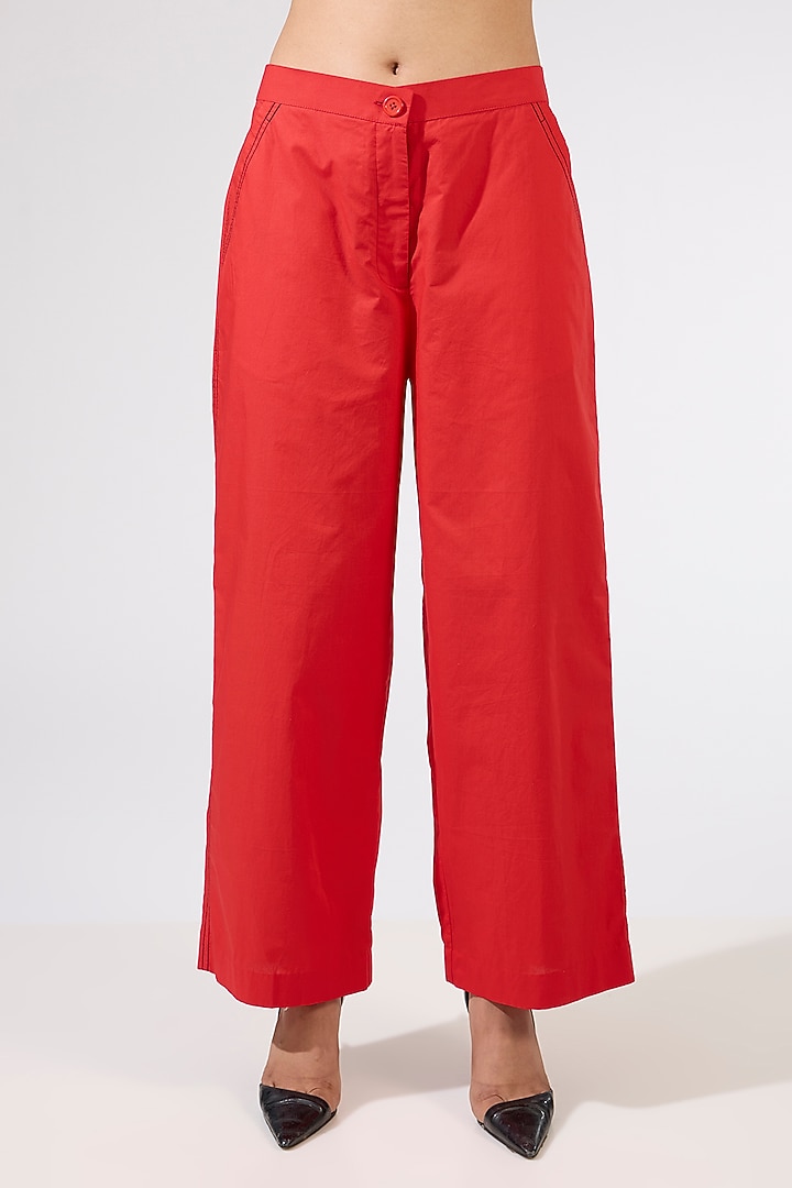 Red Polyester Embellished Co-Ord  Set by Kanika Goyal at Pernia's Pop Up Shop