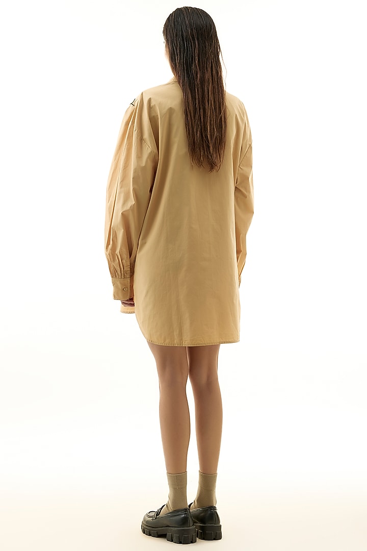 Beige Cotton Embellished Shirt by Kanika Goyal at Pernia's Pop Up Shop
