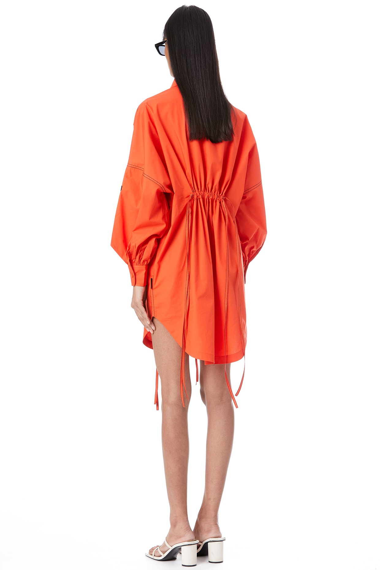 Orange oversized cheap shirt dress