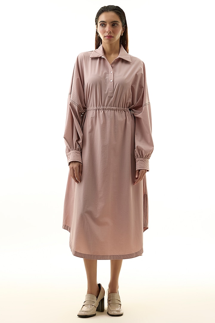 Pink Cotton Midi Vacation Dress by Kanika Goyal at Pernia's Pop Up Shop