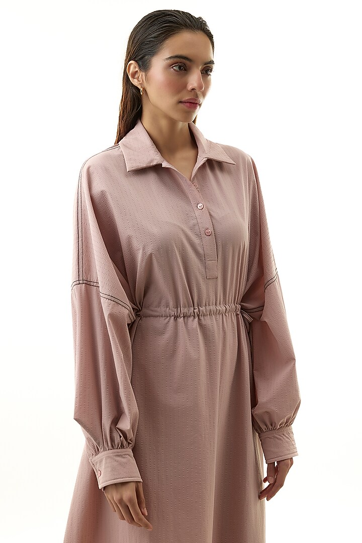 Pink Cotton Midi Vacation Dress by Kanika Goyal at Pernia's Pop Up Shop